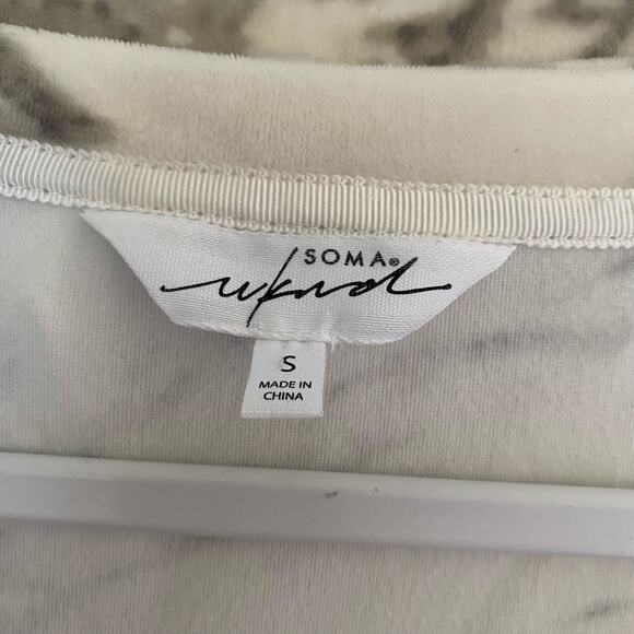 Soma Weekend Velvet Pajamas Set White Gray Marble Womens Size Small - Picture 5 of 13